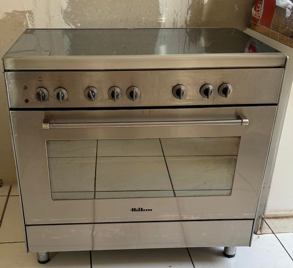Gasfornuis met oven – inox – 5 pitten, Ophalen, Zo goed als nieuw, Gas, Vrijstaand