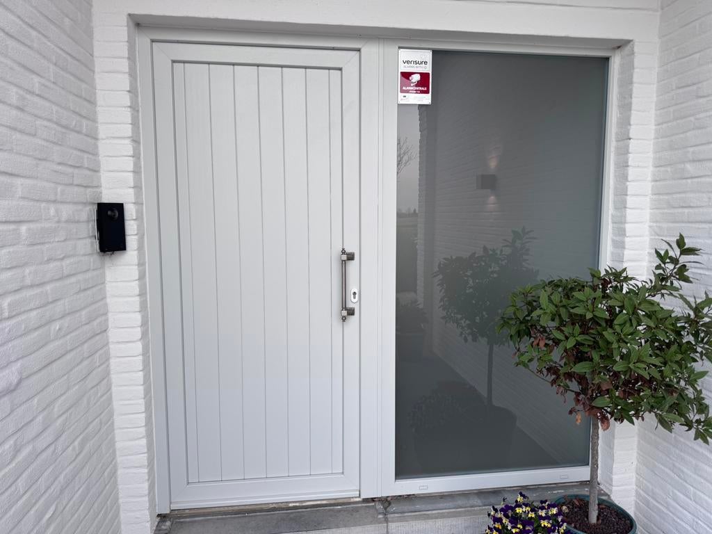 Voordeur met zijpaneel in melkglas 210 x 210cm, Enlèvement, Comme neuf