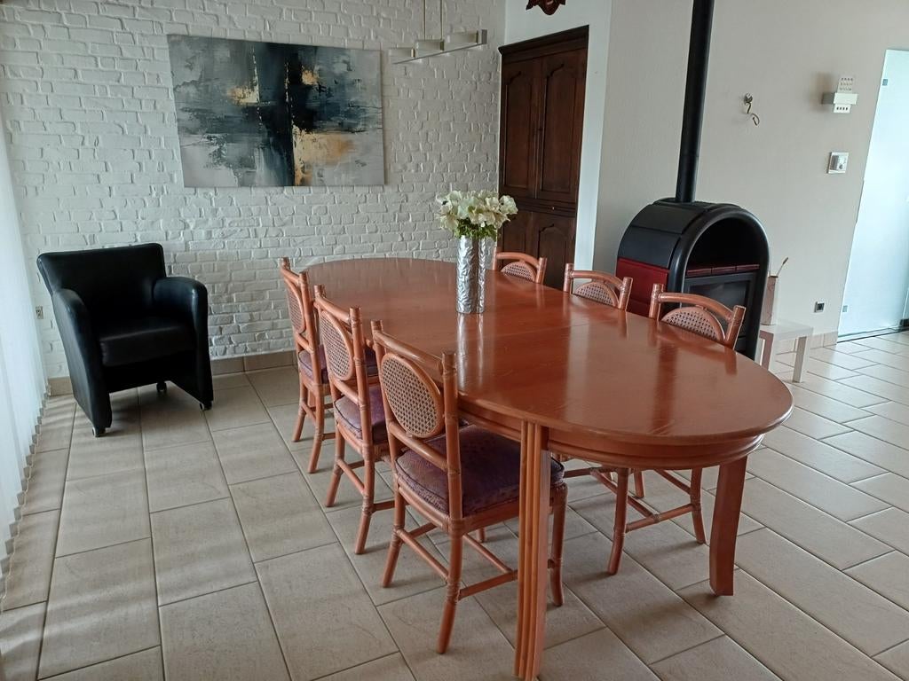 Tafel en zes stoelen te koop, Huis en Inrichting, Ophalen