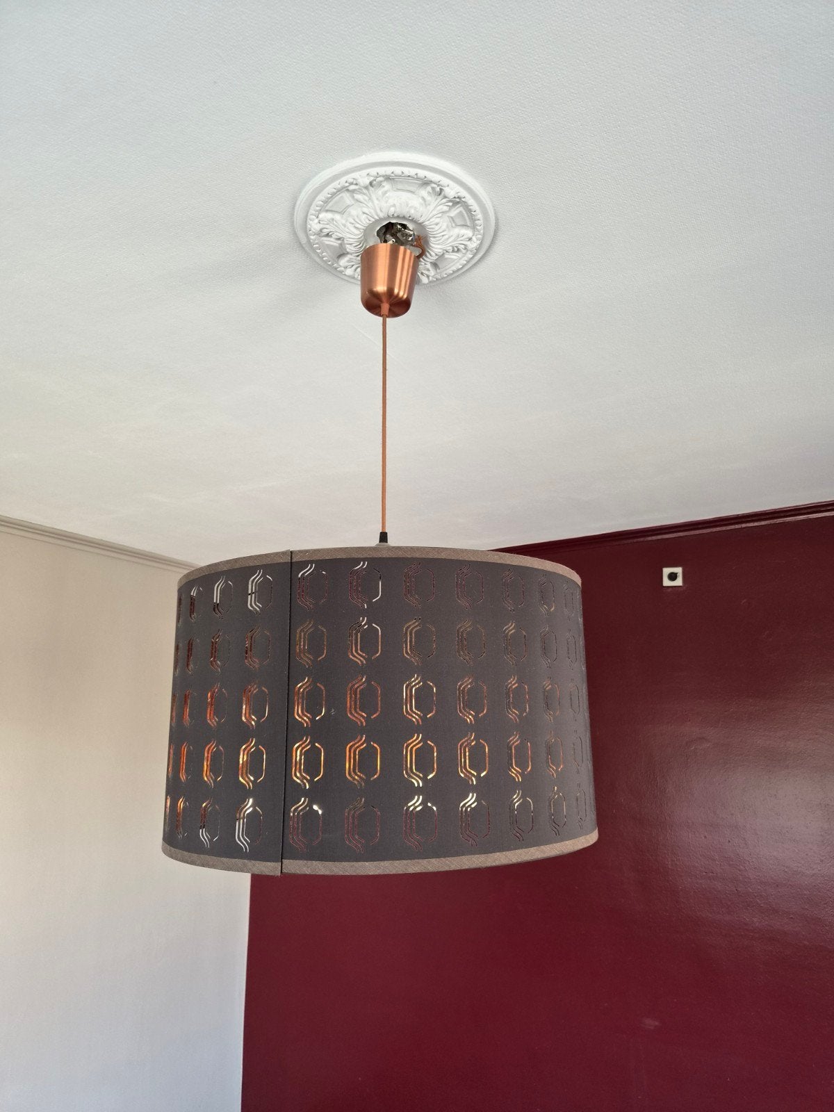 Hanglamp - koper en grijs, Ophalen, Zo goed als nieuw, Kunststof