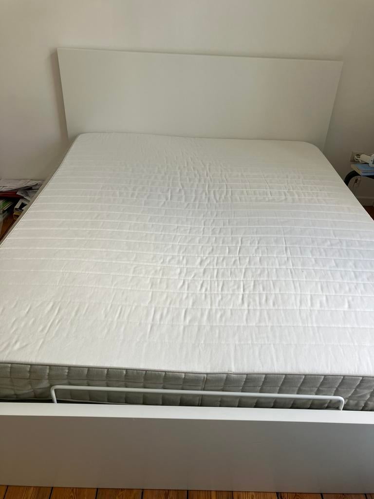Lit ikea malm 180 x 200, Enlèvement, Comme neuf, Blanc, Bois