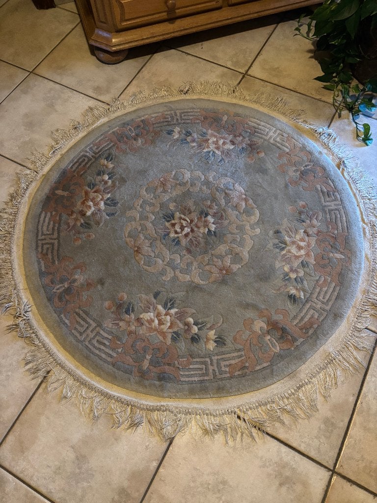 Rond Chinees vloerkleed, Ophalen, Gebruikt, 50 tot 100 cm, Groen