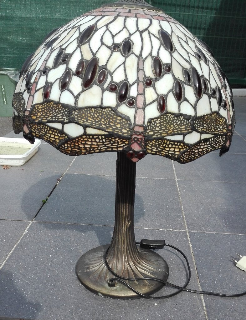 Grande Lampe Style Tiffany "Libellule" - Honsel Leuchten, Marqué, Verre, 56 cm, Enlèvement