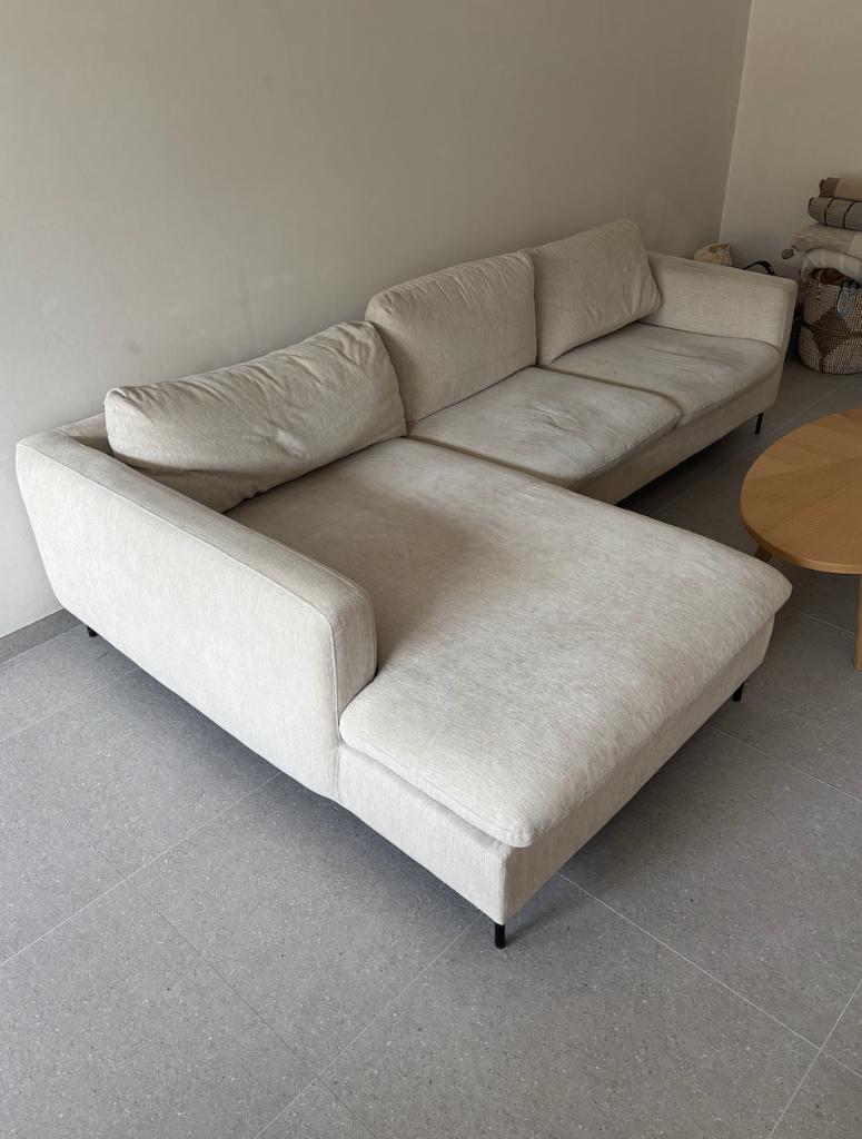 Zetel beige, Trois personnes, 250 à 300 cm, Banc d'angle, Enlèvement