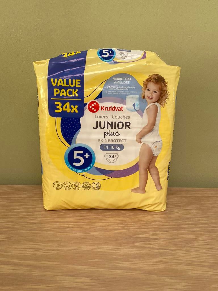 Luiers Kruidvat Maat 5+ (14-18kg), Ophalen, Zo goed als nieuw