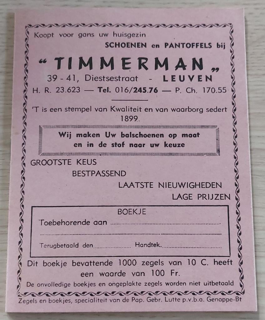 Zegelboekje Timmerman Leuven, Verzamelen, Ophalen