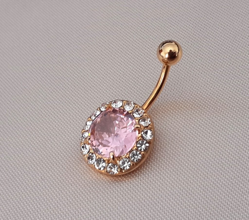 Piercing navelpiercing goud met roze strass Bodymod, Handtassen en Accessoires, Navelpiercing, Staal, Nieuw, Ophalen of Verzenden