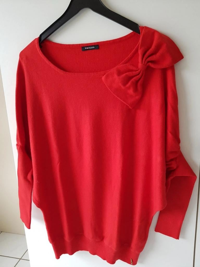 Rode pull Morgan met vleermuismouwen, Maat 38/40 (M), Zo goed als nieuw, Rood, Morgan