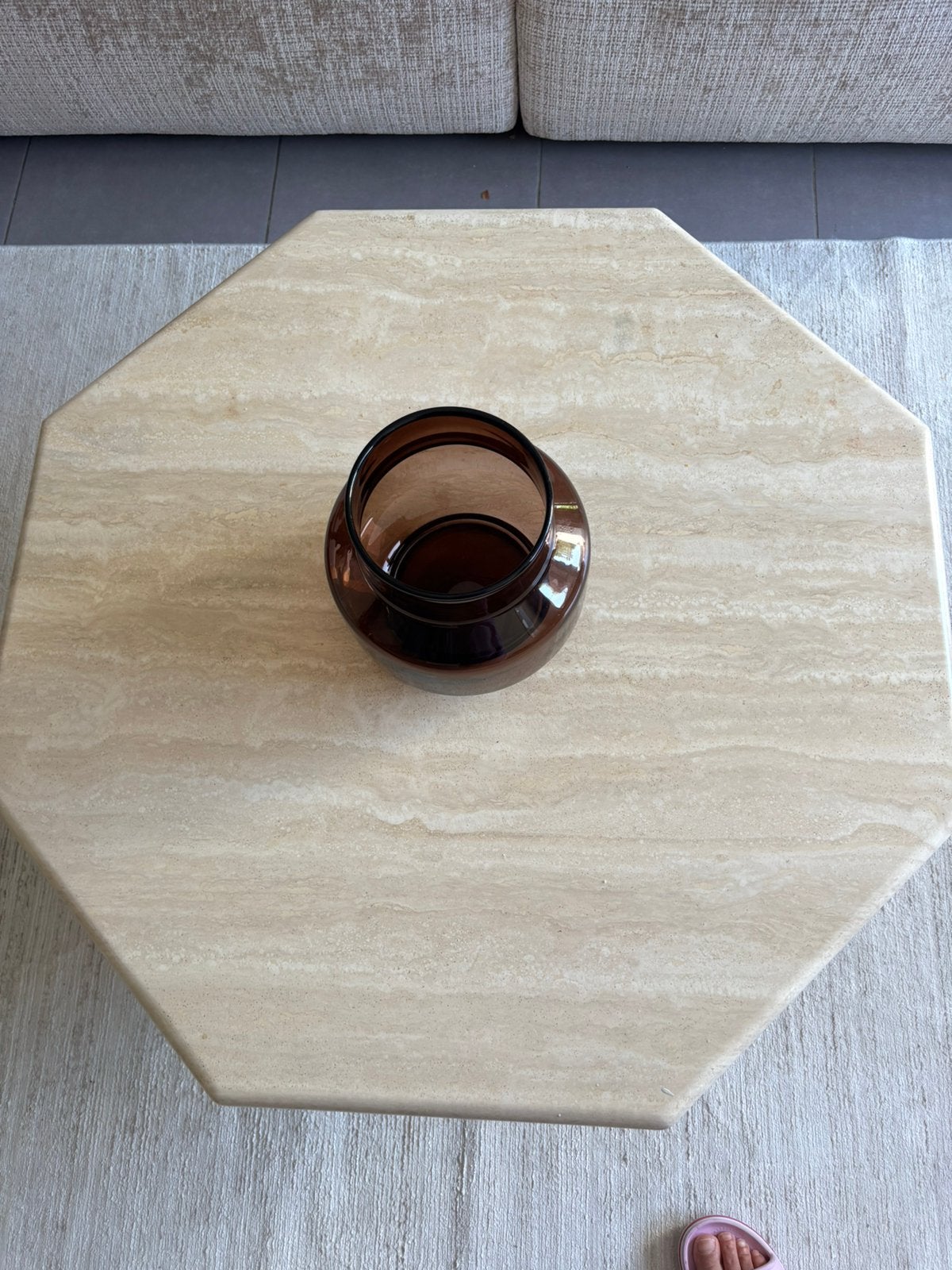 Travertin salontafel / tijdloos design, Ophalen, Gebruikt, 50 tot 100 cm, 50 tot 100 cm