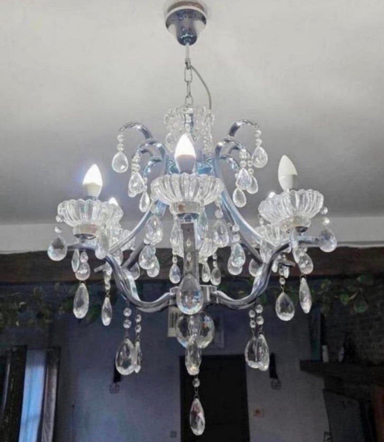 Set Van 2 Chandelier, Maison & Meubles, Enlèvement, Comme neuf, Verre, E14 (petit)