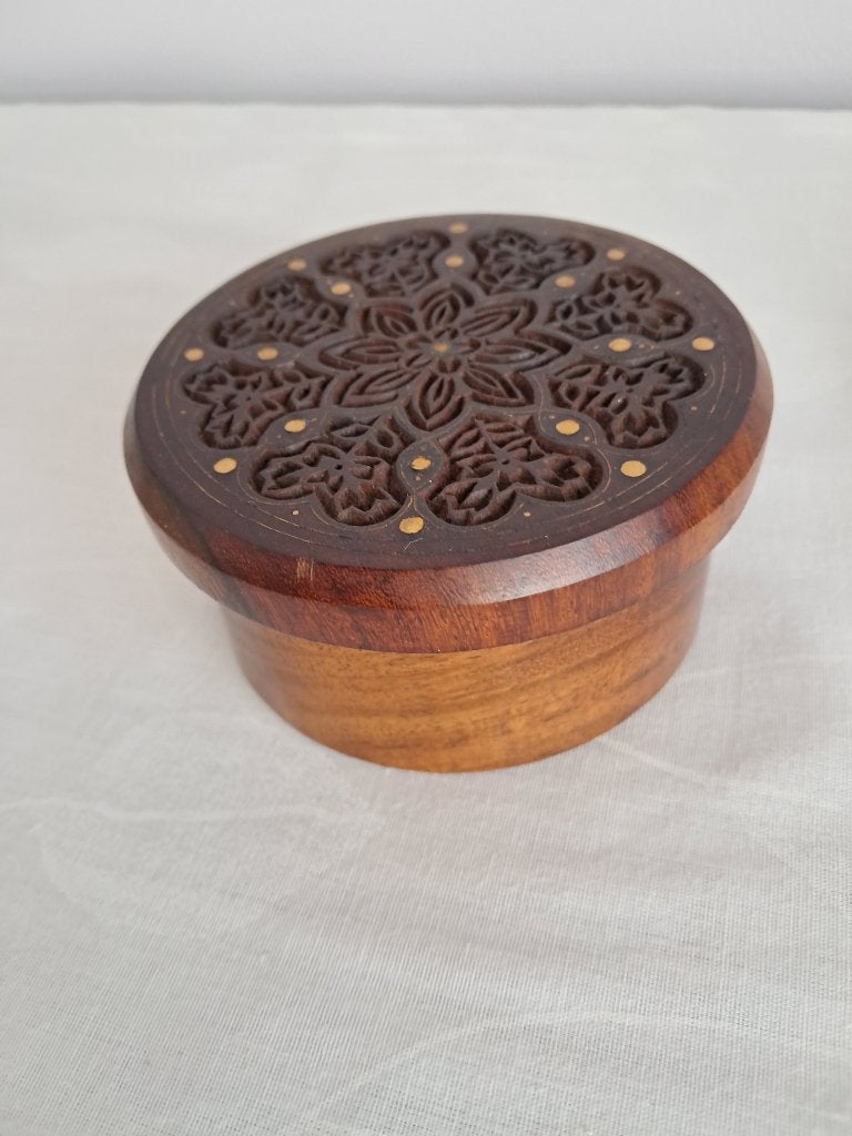 boîte à bijoux ronde en bois de manguier, Enlèvement ou Envoi