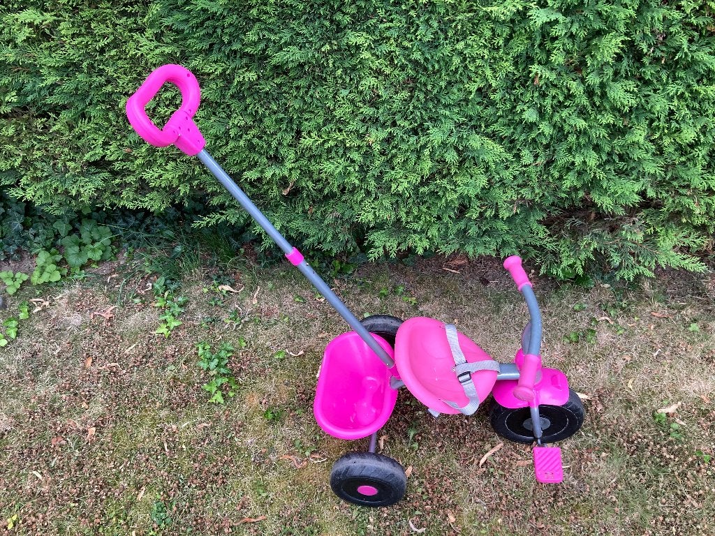 Tricycle évolutif avec tige de poussée, rose, Enlèvement, Utilisé, Tige de poussée