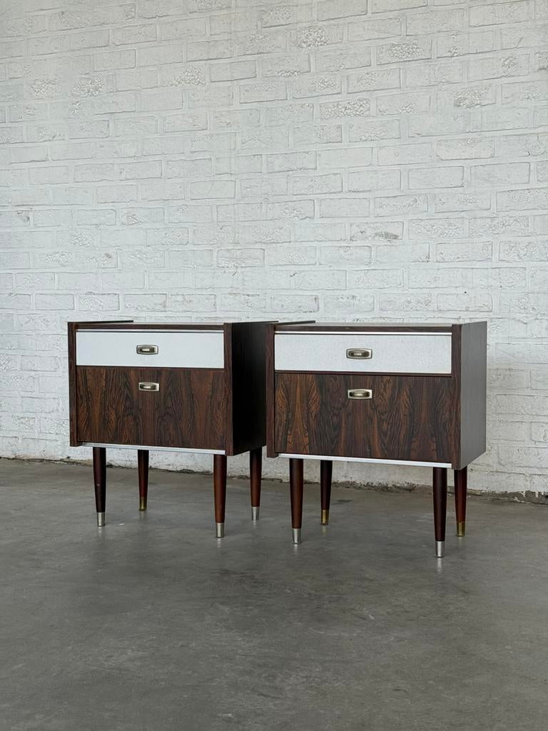 Paire de tables de nuit vintage – années 60/70, Ophalen, Hout