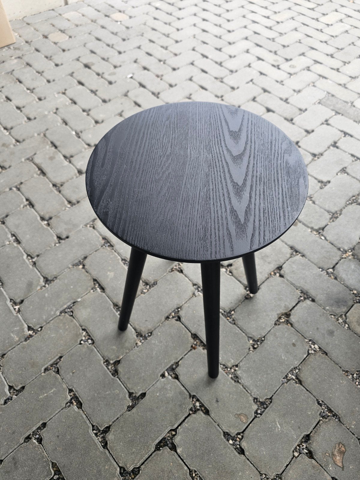 Table basse d'appoint ronde 55h x 40cm ø noire, Jardin & Terrasse, Enlèvement ou Envoi, Comme neuf, Rond, Bois