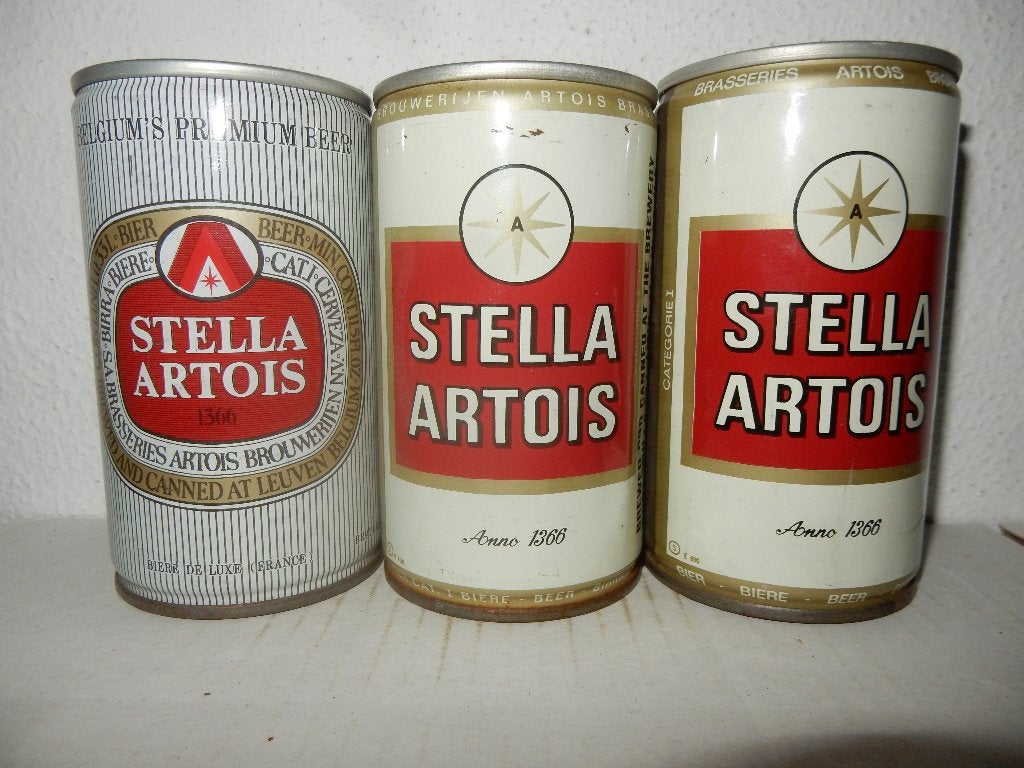 3 oude STELLA ARTOIS Stalen Bierblikjes (leeg), Verzamelen, Ophalen of Verzenden, Stella Artois