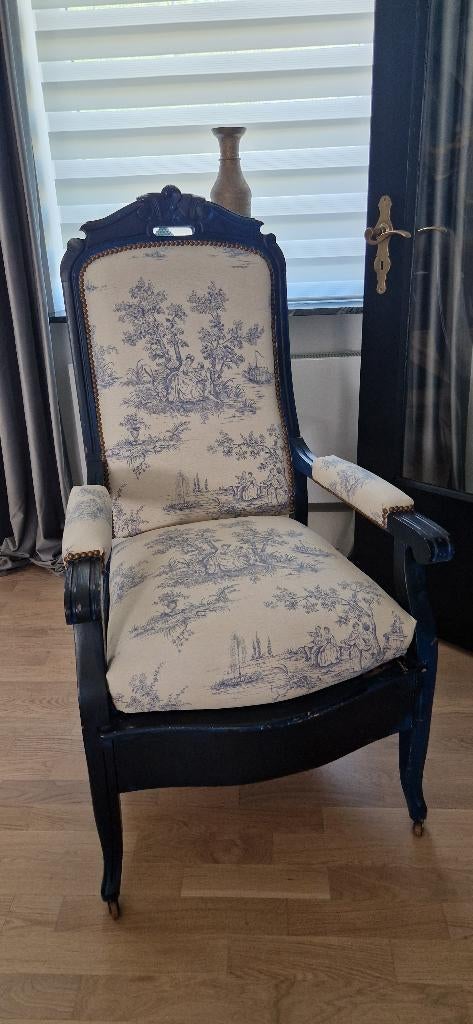 Stoel antiek, Huis en Inrichting, Stoelen, Ophalen, Blauw, Zo goed als nieuw, Stof