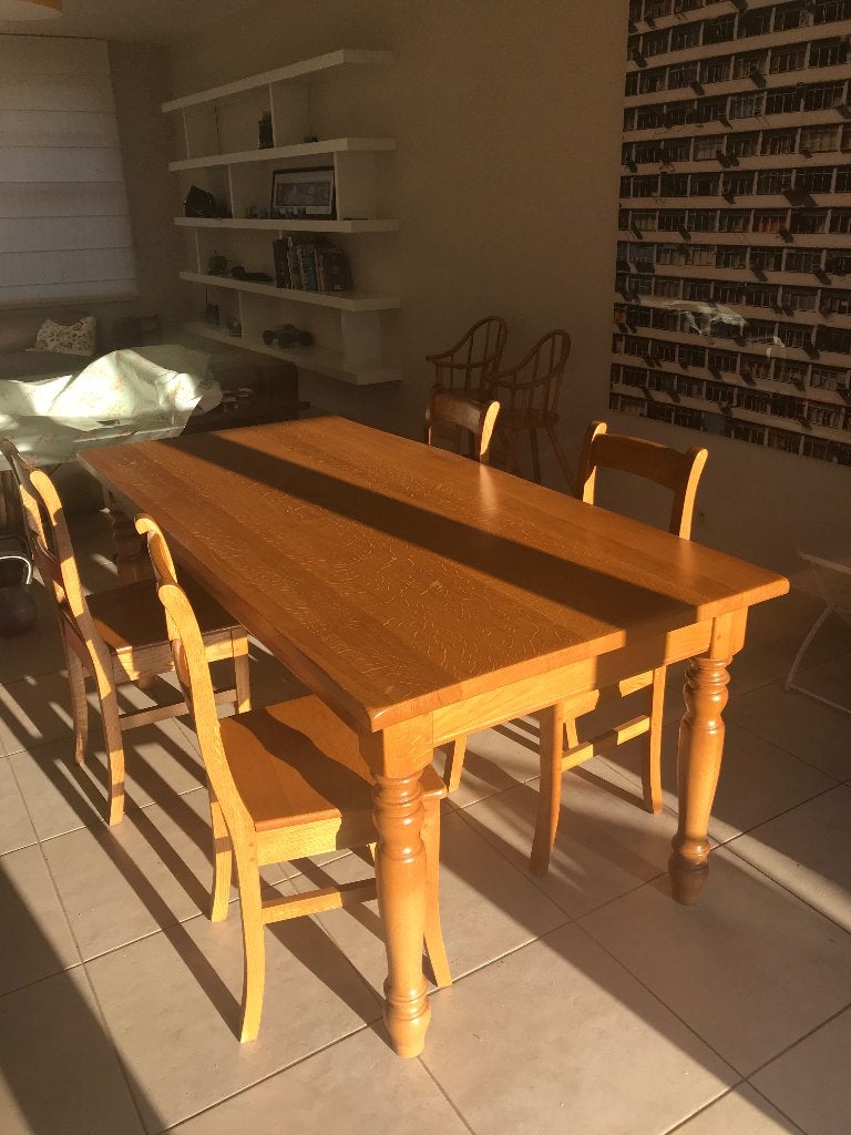 Set van 4 Massief Eiken Eetkamerstoelen, Huis en Inrichting, Stoelen, Ophalen, Gebruikt, Bruin, Vier