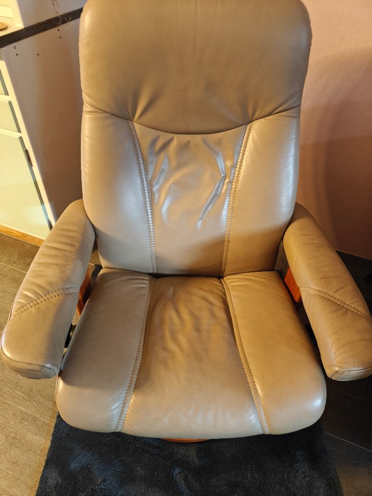 Gratis Stressless relax zetels, Ophalen, Gebruikt, 50 tot 75 cm, Leer