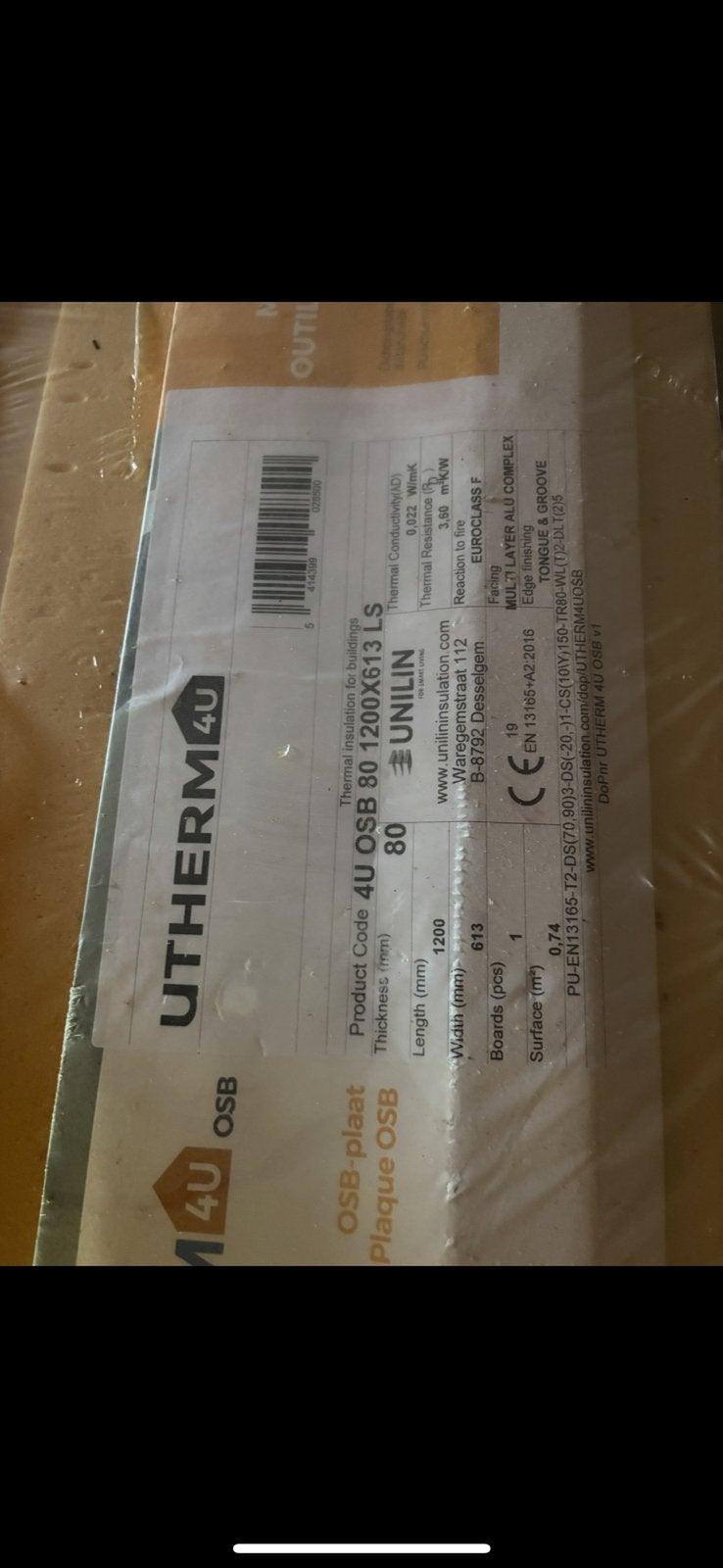 Unilin UTHERM 4U PIR + OSB isolatieplaten 80 mm NIEUW, Enlèvement, Comme neuf