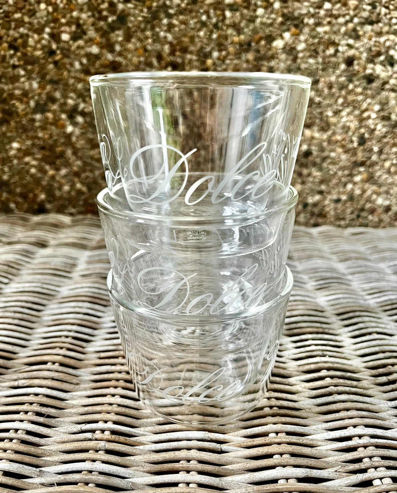 3 glazen glas glaasjes glas La Dolce Vita Rivièra Maison, Ophalen of Verzenden, Zo goed als nieuw, Overige typen
