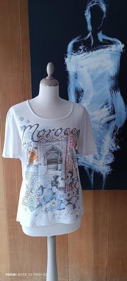 Wit T-shirt met tekeningen, Morrocan Spirit. TL. 👕, Wit, Maat 42/44 (L), Ophalen of Verzenden, Zo goed als nieuw