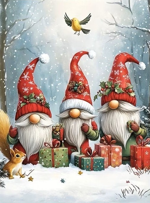 25x20cm Diamond Painting kerst kabouters (rond) nr 435, Nieuw, Ophalen of Verzenden, Kerstmis, Educatief