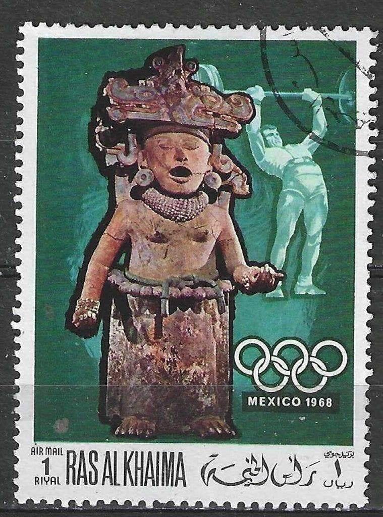 Ras el Khaïma 1968 - Stampworld 273 - Mexique - 1 R. (ST), Timbres & Monnaies, Envoi, Affranchi