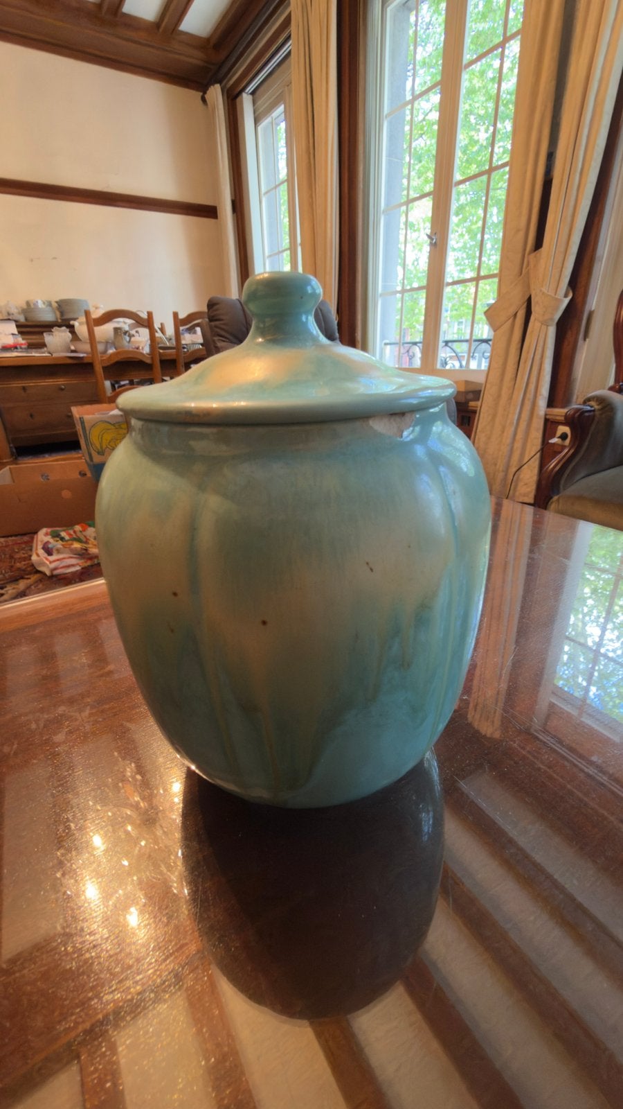 Ancien pot belge vert 18 cm h, Antiquités & Art, Enlèvement