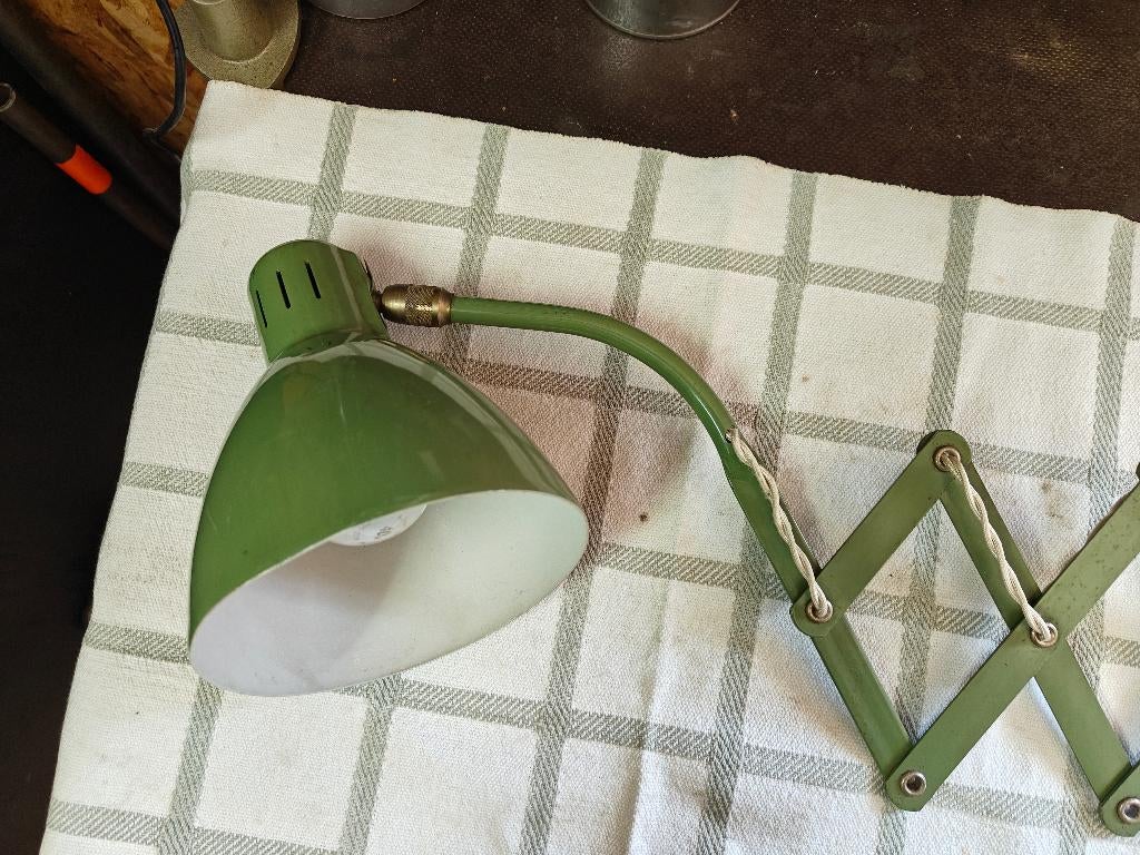 Vintage groene schaarlamp, Antiek en Kunst, Antiek | Verlichting, Ophalen of Verzenden