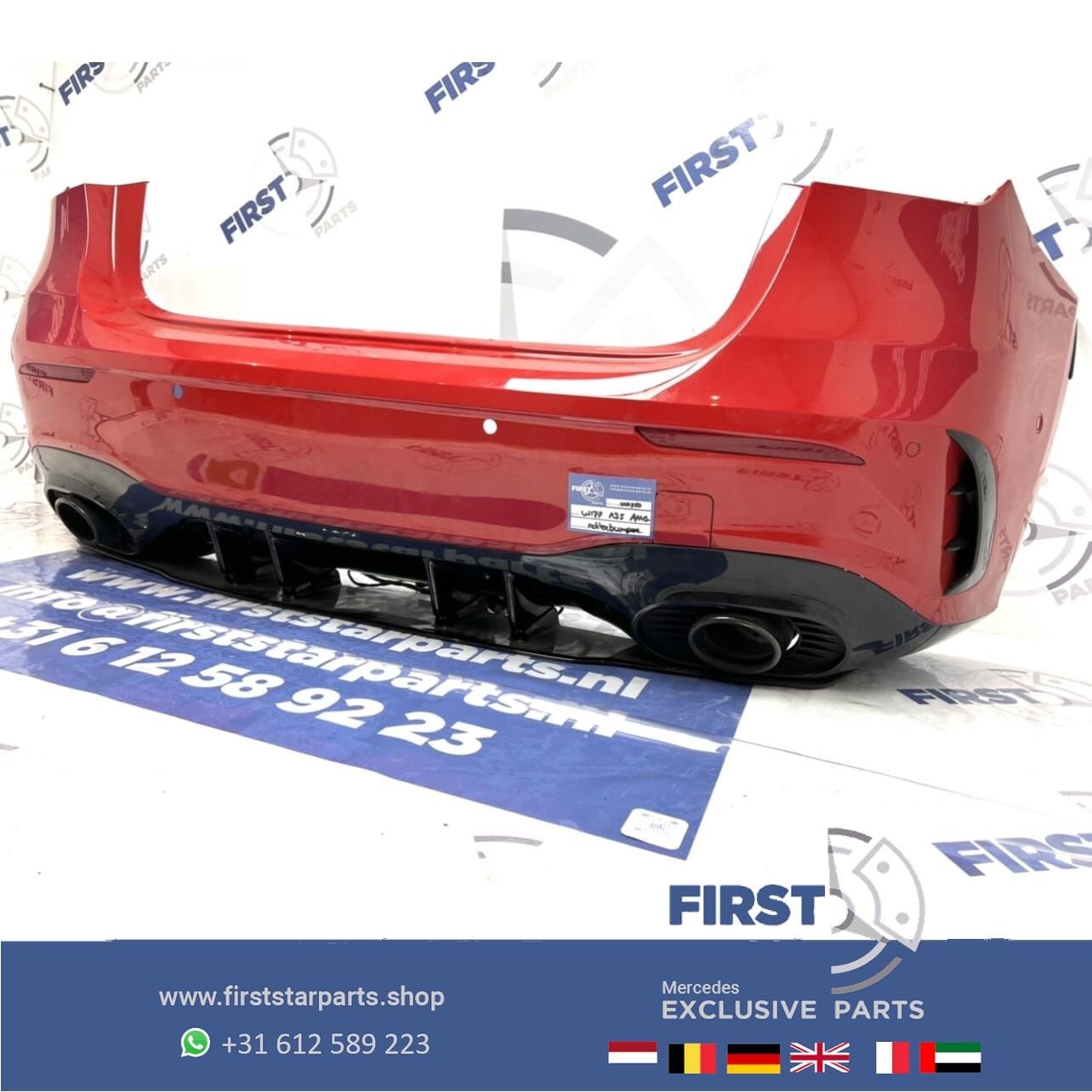 W177 A KLASSE A35 AERO AMG ACHTERBUMPER ROOD COMPLEET origin, Gebruikt, -, Ophalen of Verzenden, Achter