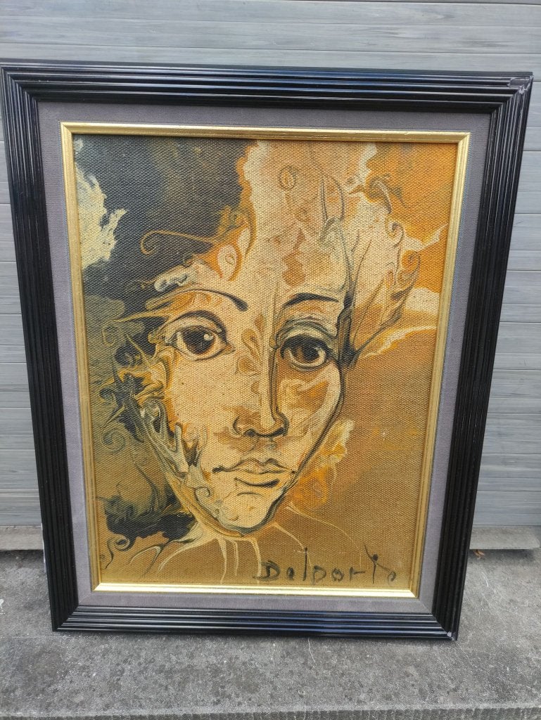 huile sur toile visage blanc signe charles delporte, Antiquités & Art, Enlèvement ou Envoi, Toile