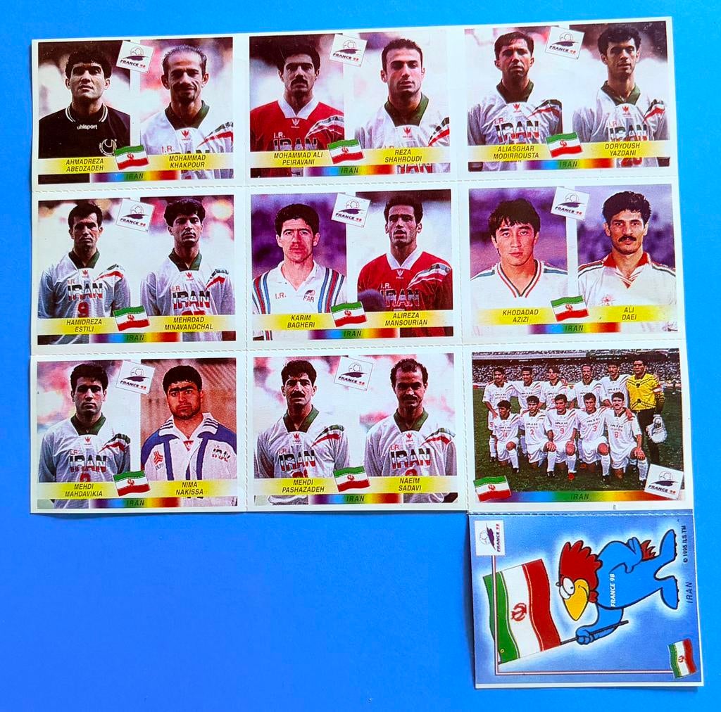 Panini WC Francia 98 Team of Iran Edition Amérique du Sud, Hobby & Loisirs créatifs, Autocollants & Images, Envoi, Neuf, Autocollant