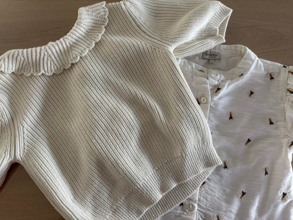 Communie/Lentefeest setje: Blouse en hemdje (Merk: Donsje), Kinderen en Baby's, Ophalen, Zo goed als nieuw, Setje