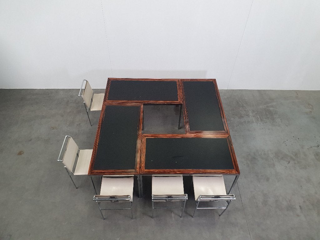 Vintage 50s macassar coromandel tafel bureau loral co belgie, Enlèvement