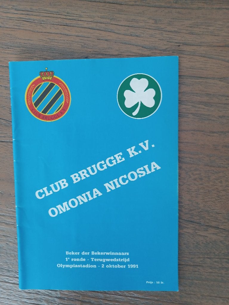 EUROPEES PROGRAMMABOEKJE CLUB BRUGGE - OMONIA NICOSIA, Verzamelen, Ophalen of Verzenden, Zo goed als nieuw, Boek of Tijdschrift