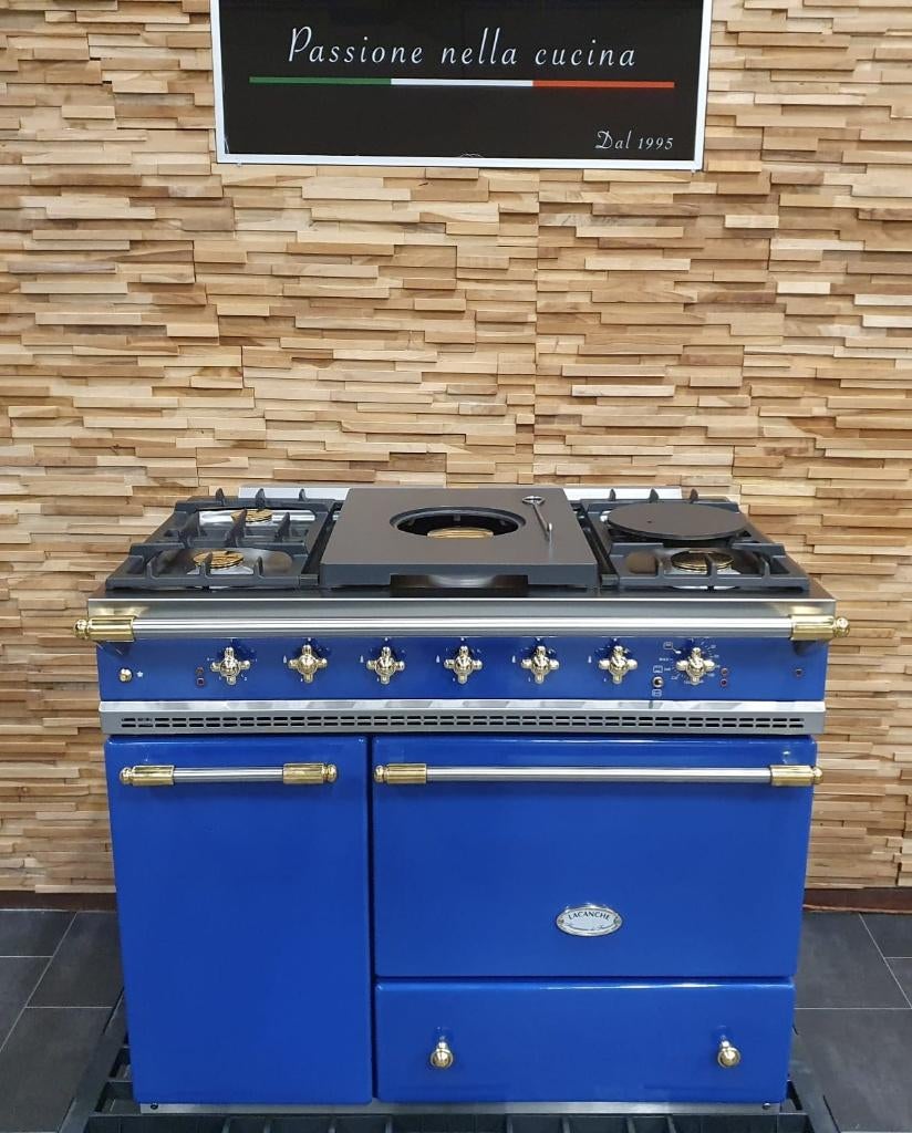 Luxe Lacanche Fornuis 100cm konings blauw & messing 2 oven, Electroménager, Cuisinières, Gaz, Classe énergétique A ou plus économe