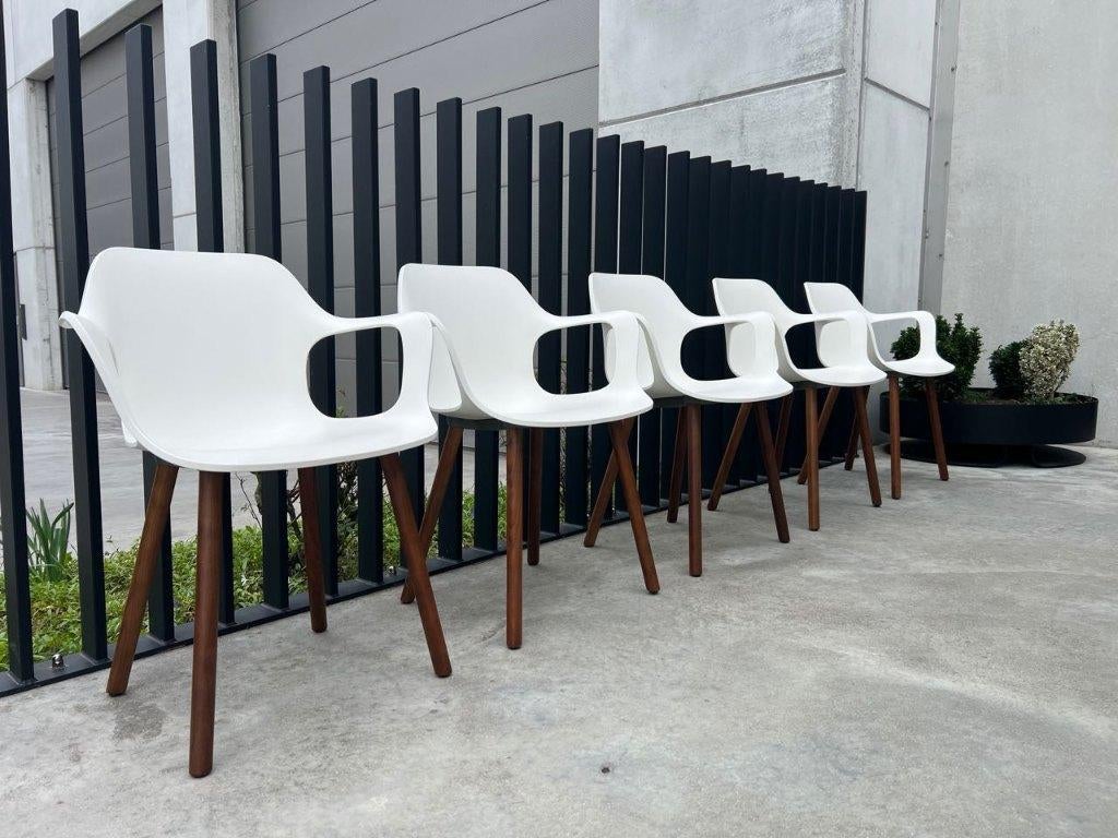 Vitra Hal wood stoelen, 7X, Hout, Gebruikt, Verzenden, Wit