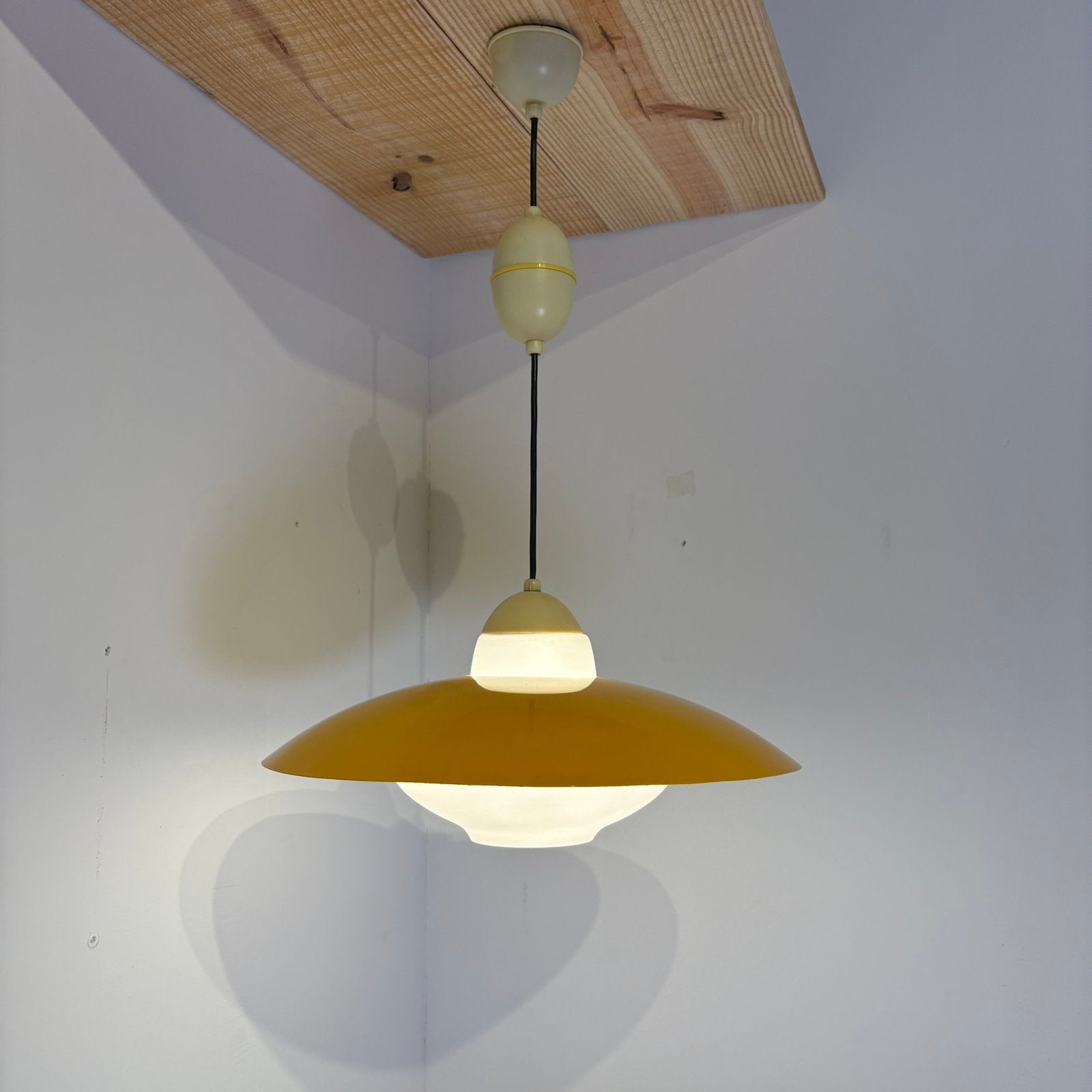 Philips, Louis Kalff UFO, vintage jaren 50 - 60 hanglamp, Gebruikt, Glas, Dutch Design, E27 (groot)