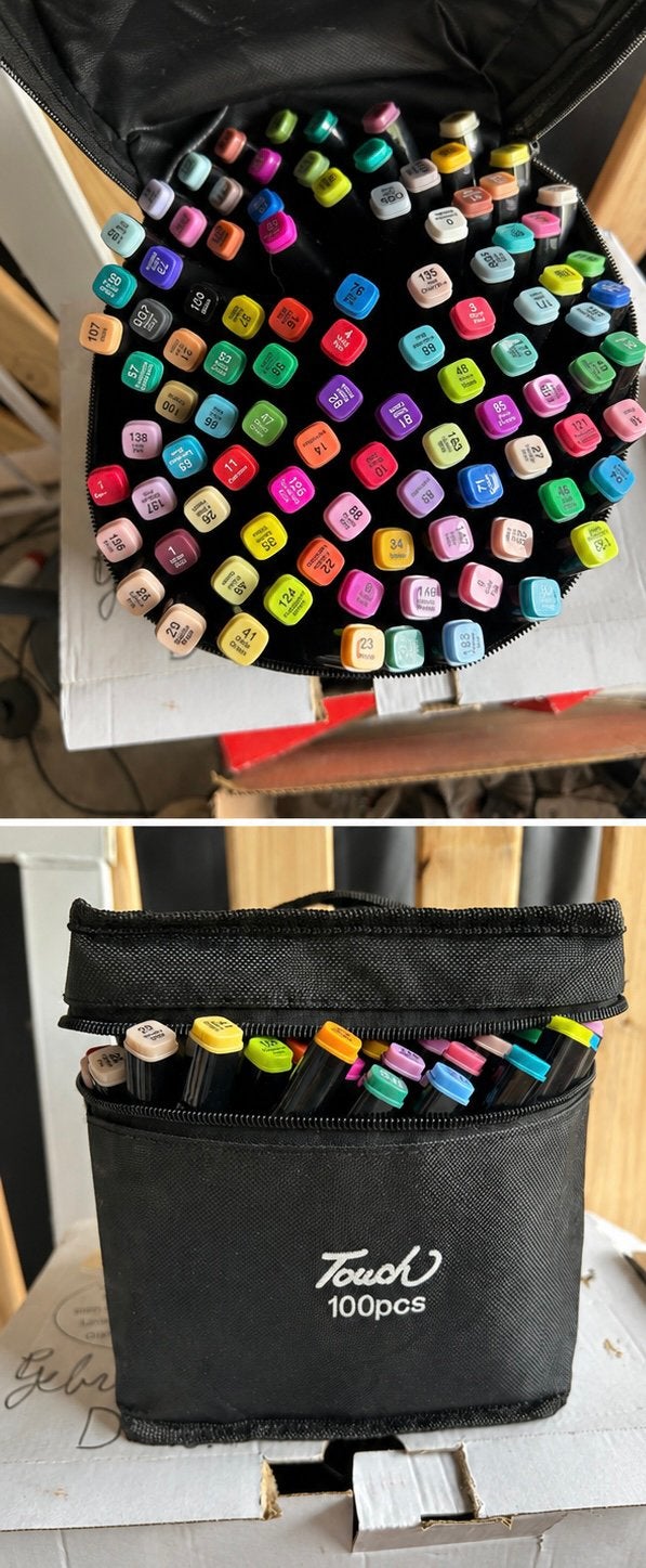 Touch 100 stuks Dual Tip Markers, Hobby en Vrije tijd, Tekenen, Ophalen, Zo goed als nieuw