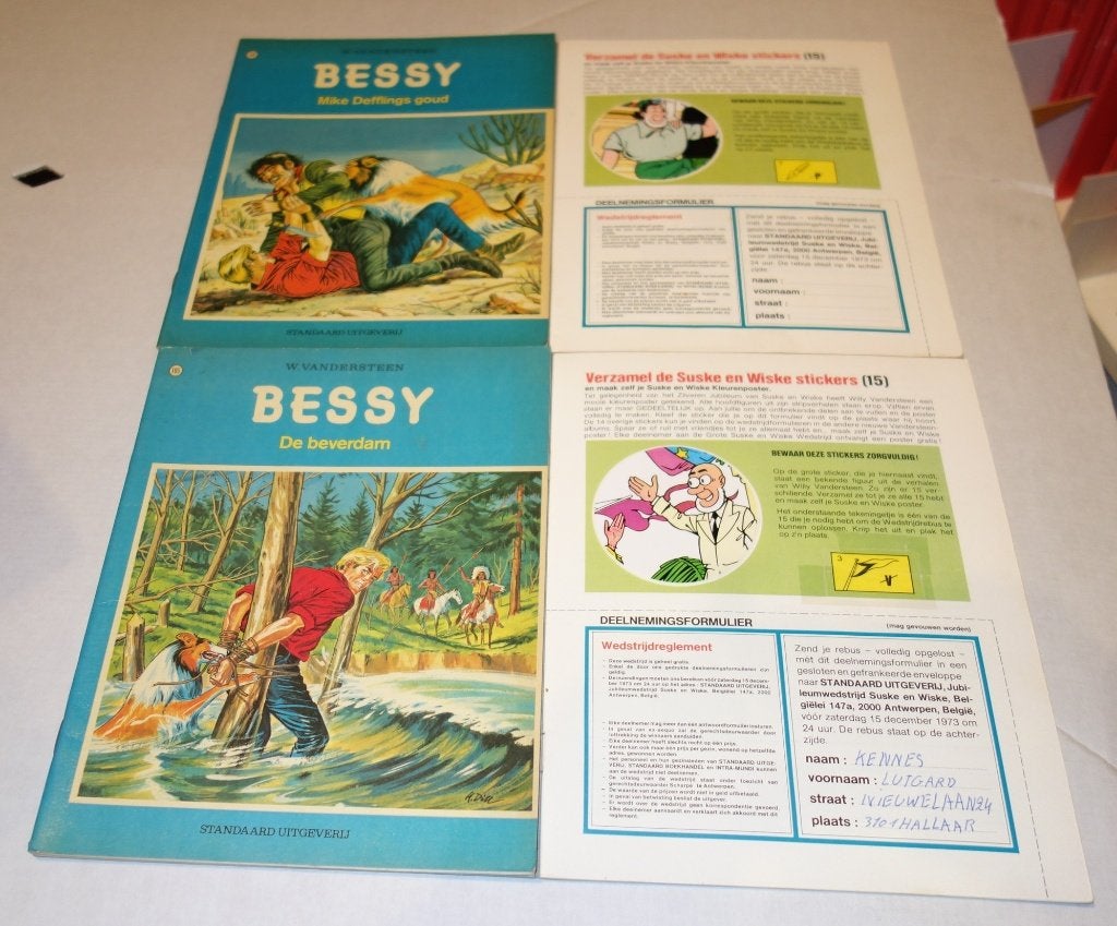 Strips Bessy met stickers - 1973., Boeken, Gelezen, Willy Vandersteen, Ophalen of Verzenden, Meerdere stripboeken