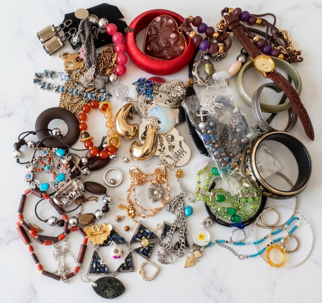 lot sieraden 00 ongeveer 1 kg, Handtassen en Accessoires, Ophalen of Verzenden, Zilver, Overige typen, Verguld