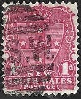 1 Postzegel Nieuw-Zuid-Wales 1897 Wapenschild & K.Victoria, Ophalen of Verzenden, Gestempeld