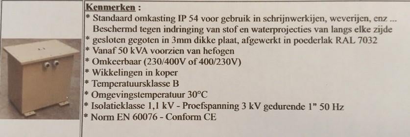 Auto transformator 40KVA 400V/37A - 230V/100A omkeerbaar, Doe-het-zelf en Bouw, Elektriciteit en Kabels, Ophalen, Gebruikt, Overige typen