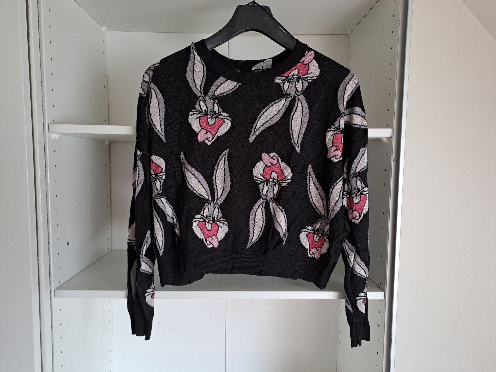 Mt M Korte zwarte gebreide trui bugs bunny, Kleding | Dames, Truien en Vesten, Maat 38/40 (M), H&M, Zwart, Ophalen of Verzenden