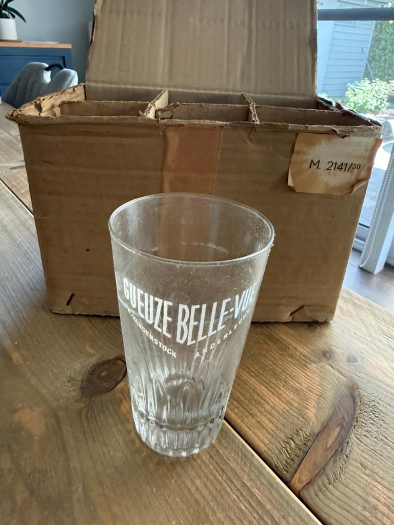 6 oude Geuze Belle-vue glazen, Verzamelen, Ophalen, Nieuw