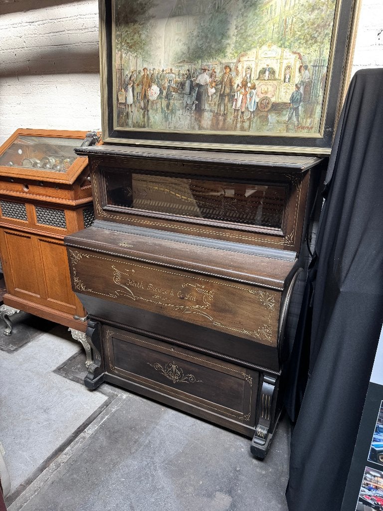 Op munten werkende draaiorgelpiano met 10 melodieën (1895), Muziek en Instrumenten, Piano's, Ophalen