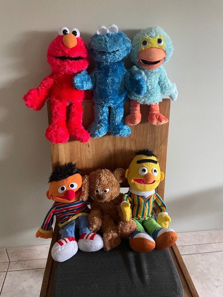 Complete set Sesamstraat handpoppen – 6 stuks – 30 cm, Kinderen en Baby's, Speelgoed | Knuffels en Pluche, Ophalen, Overige merken