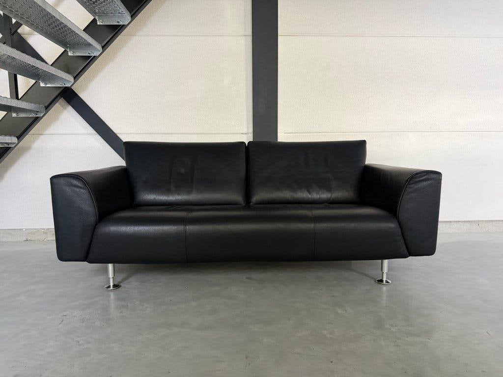 Rolf Benz 250 – Cuir noir – Excellent état, Comme neuf, Enlèvement, Cuir, Leolux Jori