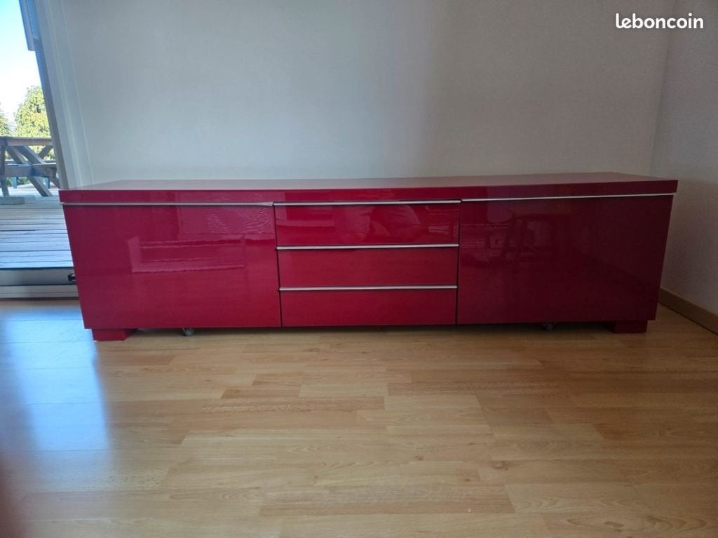 NIEUW TV meubel IKEA BESTA BURS rood, Neuf, Moins de 100 cm, 150 à 200 cm, Enlèvement