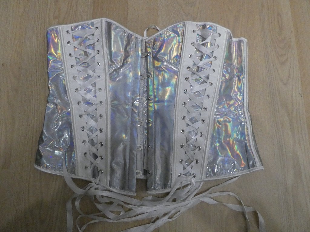 Corset Lak PVC Zilver, Kleding | Dames, Ophalen of Verzenden